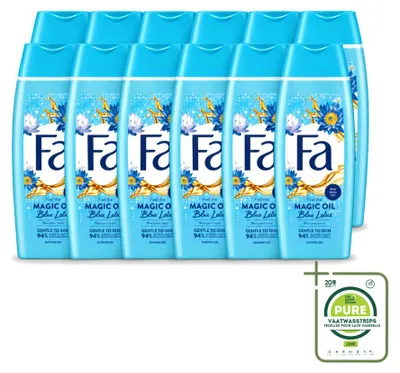 Immagine prodotto di 12 flaconi di gel doccia "Fa Magische Olie" alla "Blauer Lotus" (Loto Blu), 250 ml ciascuno, confezione grande (12 pezzi)