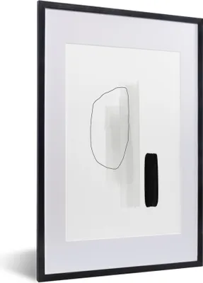 Produktbild von MuchoWow® Gerahmtes Poster Linienkunst - Acrylfarbe - Minimalismus 40x60 cm - Poster mit Schwarzem Bilderrahmen Wandposter Rahmen Foto Bilder - Poster in Rahmen