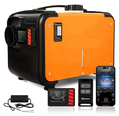 Image de Poêle à diesel - Radiateur électrique - 8 kW - 220 V - Application Bluetooth et télécommande