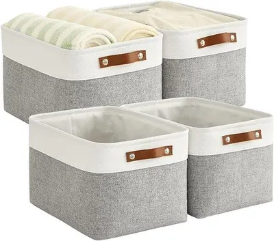 Produktbild von Famanu Aufbewahrungskörbe Set von 4 – Faltbare Stoffboxen mit Handgriffen – 38 cm