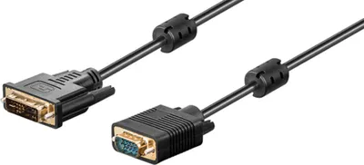 Produktbild von Goobay 93261 DVI-I/VGA FullHD Kabel, Schwarz, 3 m - DVI-A Stecker (12+5 pin) > VGA-Stecker (15-polig)