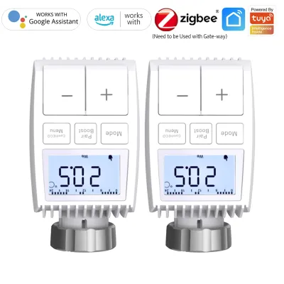 Produktbild von 2X ZigBee3.0 Smart Home Heizkörperthermostat Thermostatventil Tuya Programmierbares Heizkoerperventil APP Steuerung Sprachsteuerung Thermostat Heizung Kompatibel mit Amazon Alexa Google Home