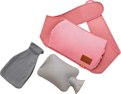 Produktbild von 3er/Set Wärmflasche mit Hüftgurt Winter Warmem Plüsch Taillenschutzgürtel (Rosa)