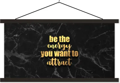 Produktbild von MuchoWow® Textilposter Zitate - Energie - Gold - Marmor 60x30 cm mit schwarzem Rahmen - Textilien
