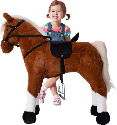 Produktbild von TE Trend Plüsch Reitpferd Reittier Kinder Spielpferd mit Sound Stehpferd 70cm