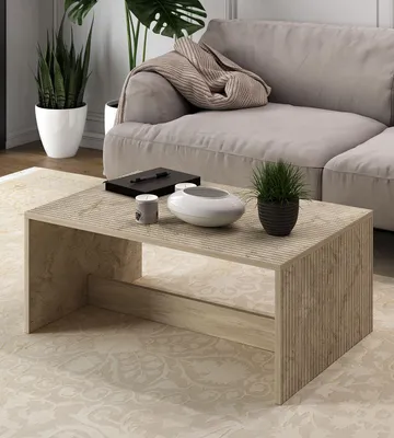 Obrázok produktu pre Skye Decor, Lenna - Travertine, konferenčný stolík, travertín, 100 % MELAMÍNOVÁ DOSKA, 90 x 60 x 41,4 cm