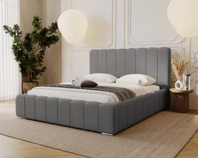 Obrázok produktu pre Čalúnená posteľ 200x200 Lisbon – dvojposteľ 200 x 200 s roštom, čelom, úložným priestorom – zamatová sivá