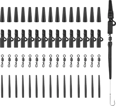 Produktbild von 60 Stk Karpfen Zubehör Set Profi mit Sicherheits Clips Schwarz