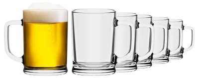 Biermokkenset 500 ml – 6 transparente Biergläser mit Henkel