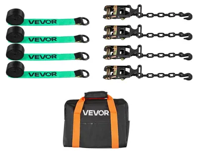 Obrázok produktu pre VEVOR napínací popruh na upevnenie kolesa (50,8 x 3048 mm) s hákom pre veľké zaťaženie a pevnosťou v ťahu 4540 kg a nosnosťou 1512 kg, napínací systém na upevnenie kolesa motocykla, popruh na upevnenie pneumatiky pre prívesy SUV