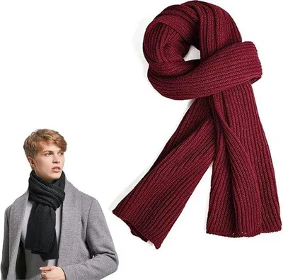 Productafbeelding van Warme winterscjaal - Lang en zacht - Unisex - Wolensjaal - Winterwarm en zacht - Fijne kwaliteit - Klassieke sjaal - Rood - 185 x 30 cm