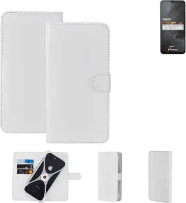 Produktbild von K-S-Trade Handy Hülle Schutz Hülle kompatibel mit Gigaset GS4 Cover Case Bookstyle Bumper weiß 1x