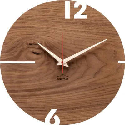 Immagine prodotto di Huamet orologio da parete in legno Puhr noce rotondo