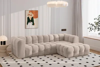 Productafbeelding van Kaiser Möbel Hoekbank in L-vorm, model BALOO L, bekleding: chenille-stof, kleur: beige, uitvoering: rechts