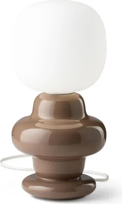 Produktbild von Tischlampe Keramik Glas E14 35 cm Mokka Weiß Retro Design Keramiklampe