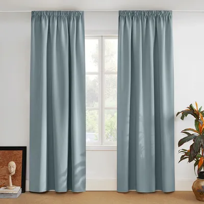 Produktbild von Thermovorhänge für Wohnzimmer, 2-teilig, 220 x 140 cm, Verdunkelung, grau-blau