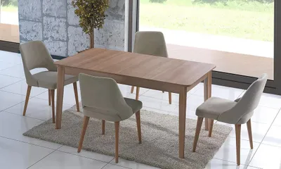 Produktbild von Esstisch Essgruppe Polsterstühle Essgarnitur Tisch + 4 x Lehnstuhl Esszimmer Set