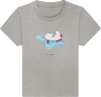 Produktbild von Mr. & Mrs. Panda Organic Baby Shirt Einhorn Verliebt 6. - 12. Monat - Heather Grey - Geschenk, Liebe, Babyshirt, Unicorn, Baumwollshirt, Jerseyshirt, T-Shirt, Einhörner