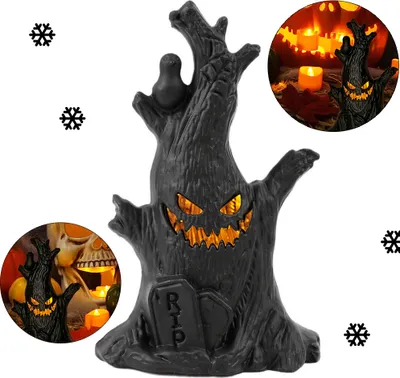 Produktbild von Halloween dekorativní noční světlo, horor Ghost Tree bez plamene vedl svíčky, baterie ovládané Ghostface čajová světla pro domácnost, strana
