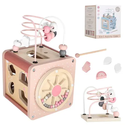 Produktbild von Holzspielzeug, pädagogisch, motorikfördernd, 5-in-1, rosa