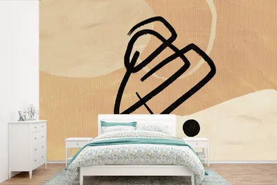 Produktbild von MuchoWow® Fototapete für Wohnzimmer oder Schlafzimmer Wandtapete Vinyl Motivtapete Abstrakt - Schwarz - Braun - 360x240 cm - Vinyl-Tapete