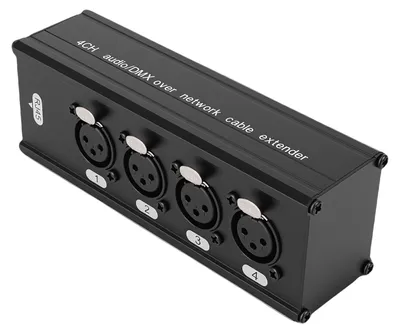 Obrázok produktu pre 4-kanálový XLR-audio-ethernetový prevodník, sieťový káblový prevodník, adaptér pre javiskové osvetlenie, pasívna prevádzka, bez straty signálu, ochrana proti elektromagnetickému rušeniu pre štúdio a živé vystúpenia