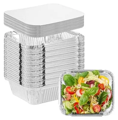 Zdjęcie produktu dla Miski aluminiowe do grilla 600 ml zestaw 100 szt. z pokrywką grillowanie