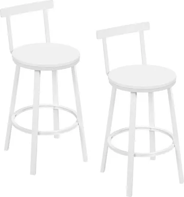 Produktbild von WOLTU Barhocker rund, Küchenhocker, Tresenhocker mit Lehne, Metallgestell, Fußstütze : Weiß 2 Farbe: Weiß Stückzahl: 2