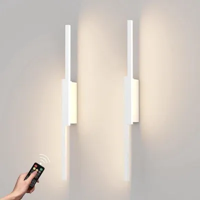 Immagine prodotto di Lampada da parete a LED con telecomando - Illuminazione moderna - 2 pezzi - Bianco - 60 cm