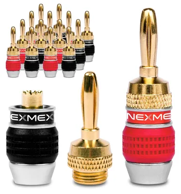 Produktbild von Bananenstecker Vergoldet Steckverbinder 16x Stecker Set NEXMEX Lautsprecherkabel