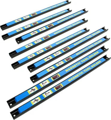 Produktbild von Wiltec Magnetleiste 9er Set 46cm Werkzeughalter aus Stahl Schiene als Wandhalterung für Werkstatt zur Wandmontage Werkzeugmagnetleiste Werkzeugwand