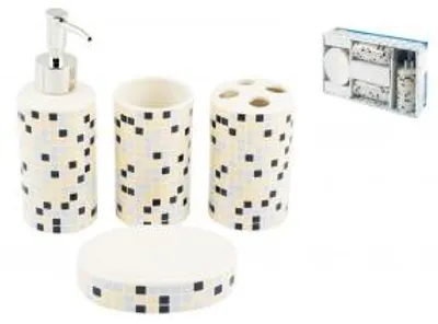 Immagine prodotto di Set Bagno 4 Pezzi Vetroceramica Decoro Christal