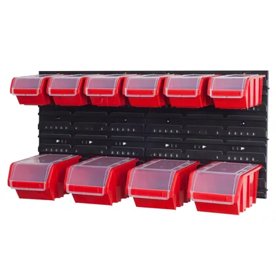 Produktbild von Set Wandregal Boxen 10 Stapelboxen  rot