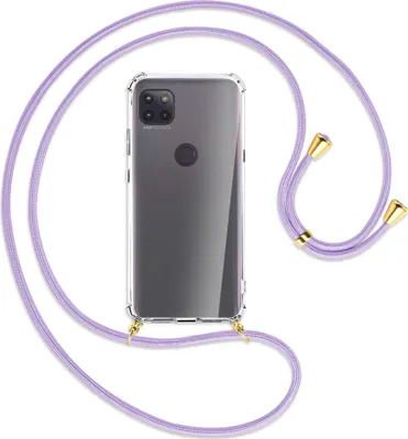 Produktbild von Handykette Backcover-Schutzhülle mit Band (Metall goldfarben) für Motorola Moto G 5G - violett