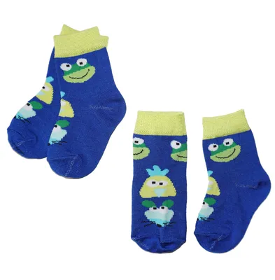 Produktbild von Kinder Socken 2-er Pack aus Baumwolle Lustige Tiere Kornblau Größe 18-19