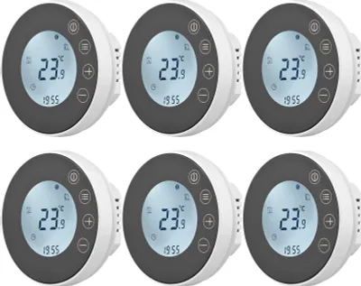 Obrázok produktu pre 6X digitálny LCD izbový termostat pre ohrev vody a podlahové kúrenie – programovateľný regulátor izbovej teploty s kruhovým podsvietením