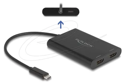 Produktbild von DeLOCK 64309, 0,2 m, USB Typ-C, HDMI + USB Type-C, Männlich, Weiblich, Gerade