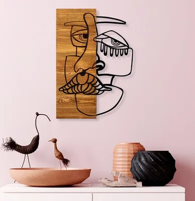 Immagine prodotto di Wallity, Alexix- SKL2224, Nero, Altre decorazioni per la casa, 34 x 3 x 50 cm, 50% legno (spessore: 3 cm) / 50% metallo (spessore: 1