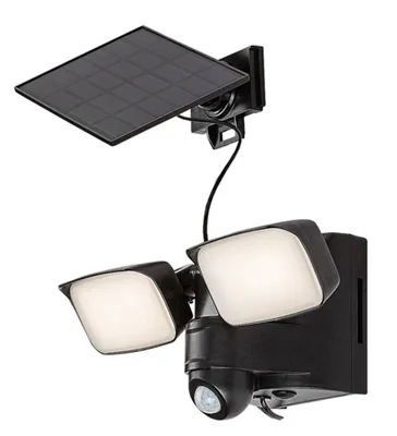 Produktbild von Solarleuchte LESZNO LED 10W 4000K IP54 Kunststoff schwarz weiß B:28cm mit PIR-Bewegungssensor, Lichtsensor