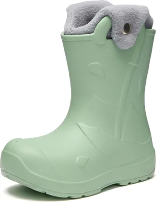 Produktbild von Ladeheid x Camminare Gummistiefel Kinder aus leichtem EVA warm gefüttert wasserdicht mit praktischem Griff und edlem Regenschirm-Relief für kalte Tage und Schnee LA-CA-21 (Oliv, 32/33 EU).