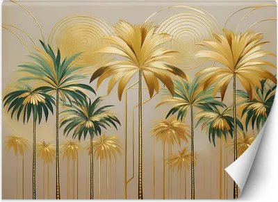 Produktbild von Vlies fototapete Goldene Palmen Abstrakt 350x245 cm Feeby Gold inkl. Kleber einfache Montage