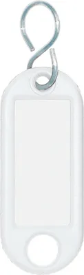 Produktbild von Schlüsselanhänger mit S-Haken, zur Beschriftung der Kundenschlüssel, mehrfach verwendbar, inkl Etikett, Weiß, Verpackungseinheit: 1 P/100