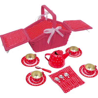 Produktbild von Legler small foot Picknickkorb Punkte & Herzen, ab 3 Jahre, 5303
