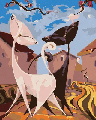 Produktbild von Diamondi - Diamond painting - KÄTZCHEN BEIM SPAZIERGANG DURCH DIE STADT, 40X50 cm, ohne Keilrahmen