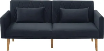 Produktbild von AIORBER Schlafsofa Zweisitzer, klappbar, Samtstoff, verstellbare Rückenlehne, Kissen, Multifunktion, Schwarz/Beige/Grau