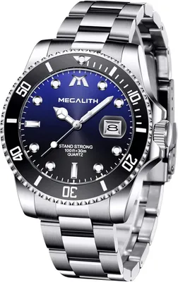 Produktbild von Stylische MEGALITH Herrenuhr 40mm, Analoge Quarzuhr für Herren, Edelstahl Armbanduhr, Wasserdicht, Datum, Leuchtende Zeiger, Klassisch, Business Uhr