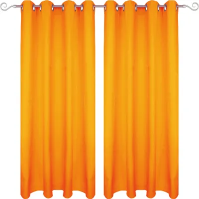 Zdjęcie produktu dla Zasłona z oczkami 140x225 cm (szerokość x długość) w kolorze jasnopomarańczowym, nieprzezroczysta zasłona, zasłona z oczkami w wielu wariantach