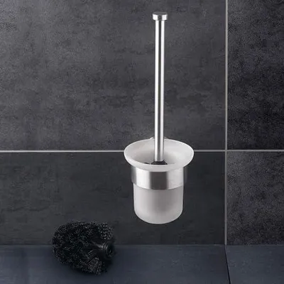 Produktbild von Dailyart Klobürste, Toilettenbürste WC Bürstenhalter WC Garnitur WC Bürste Ohne Bohren Klobürstenhalter mit Halter zum Wandmontage, Inkl. Ersatzbürste, Edelstahl + Glas