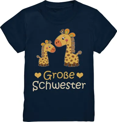 Produktbild von Große Schwester Shirt Giraffe Große Schwester Geschenk – Navy / 152/164 (12-14)