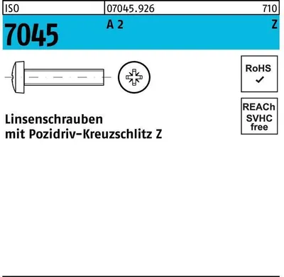 Produktbild von Reyher  Flachkopfschrauben ISO 7045 A 2 M 8 x 20 -Z A 2 (200 Stück)